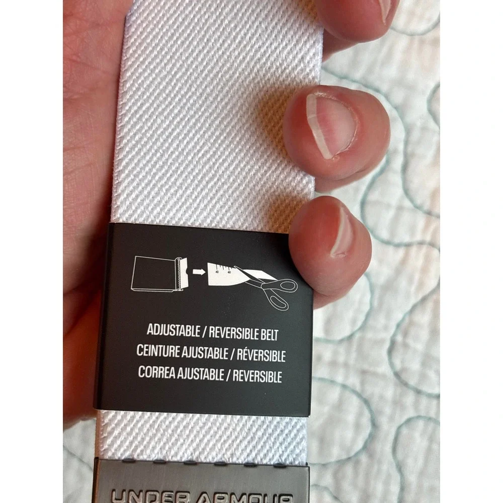 Under Armour Mens Golf Webbing Belt White Silver Cut-to-Fit